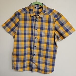 Arc'teryx S Brohm Short Sleeve Plaid Button-Up Casual Shirt Orange Blue